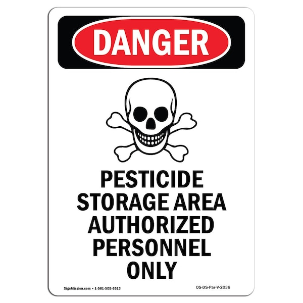 Safety Sign, OSHA Danger, 5" Height, Portrait, D-35-V-2036-10PK